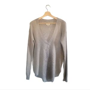 WILFRED Silk Cotton Cashmere Blend Gray V-Neck Sweater - Size S